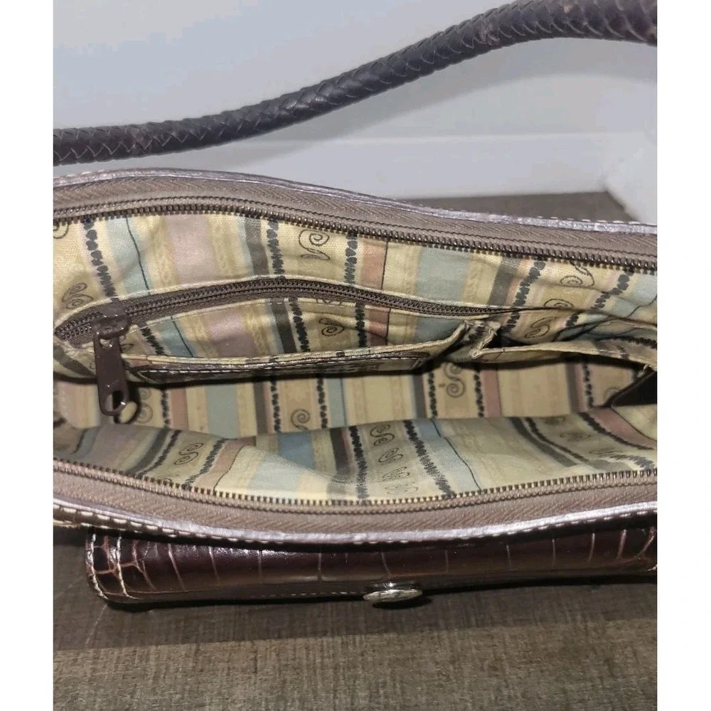 Brighton Edna Woven Straw‎ Wicker Natural Tan Brown Leather Shoulder Hobo Bag